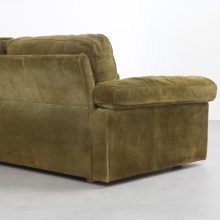 Vintage Tito Agnoli \'Petronio\' 2 seater sofa Poltrona Frau olive green suede leather 1970s - Mid century Italian designer seating 8