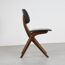 Louis van Teeffelen Webe - Mid century Dutch design scissors dining chairs skai teak 1950s 1960s - Vintage Nederlands design eetkamerstoelen 3