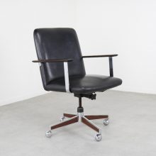 Mid century Scandinavian rosewood & leather executive office chair in the manner of Arne Vodder 1960s 2