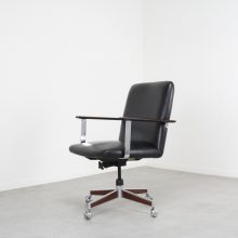 Mid century Scandinavian rosewood & leather executive office chair in the manner of Arne Vodder 1960s 8