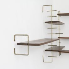 Mid century modular shelving unit Scandinavian French Dutch wall unit solid teak & brass - Vintage modulair wandsysteem 1950s 1960s 8