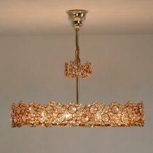 Monumental large pendant by Palme & Walter for Palwa - Gilded brass Crystal glass encrusted - Mid century german Hollywood Regency chandelier 6