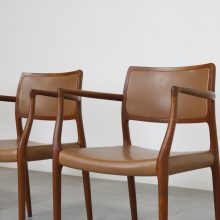 Niels O Møller Model 65 teak & leather armchairs J L Møller - mid century danish dining chairs - vintage design Deense eetkamerstoelen 10