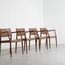 Niels O Møller Model 65 teak & leather armchairs J L Møller - mid century danish dining chairs - vintage design Deense eetkamerstoelen 12