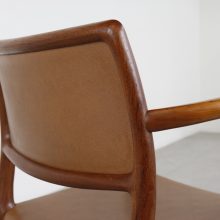 Niels O Møller Model 65 teak & leather armchairs J L Møller - mid century danish dining chairs - vintage design Deense eetkamerstoelen 5