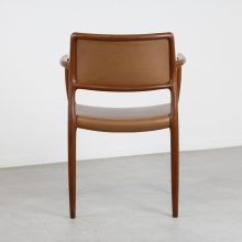 Niels O Møller Model 65 teak & leather armchairs J L Møller - mid century danish dining chairs - vintage design Deense eetkamerstoelen 6