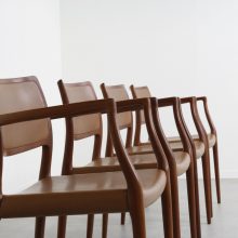 Niels O Møller Model 65 teak & leather armchairs J L Møller - mid century danish dining chairs - vintage design Deense eetkamerstoelen 9