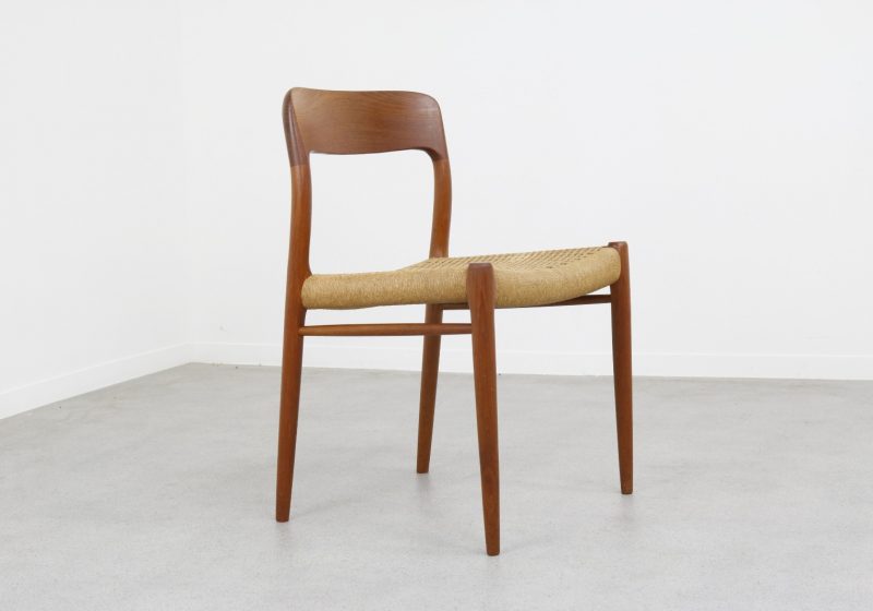 Niels O Møller Model 75 Teak & papercord J L Møller - mid century danish dining chair - vintage design Deense eetkamerstoel 1