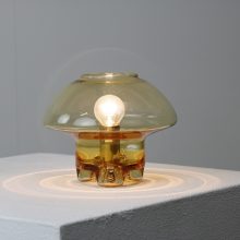 Vintage mushroom table lamp brass glass 1970s - Dutch design 2