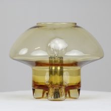 Vintage mushroom table lamp brass glass 1970s - Dutch design 6