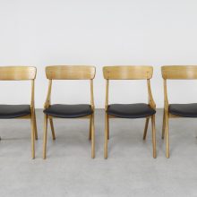 Danish oak & leather dining chairs Arne Hovmand Olsen Mogens Kold - Vintage Deense eetkamerstoelen 1960s 7