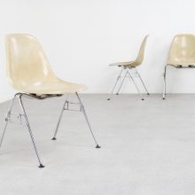 Early vintage parchment DSS fiberglass chairs by Charles & Ray Eames for Herman Miller 1950s 1