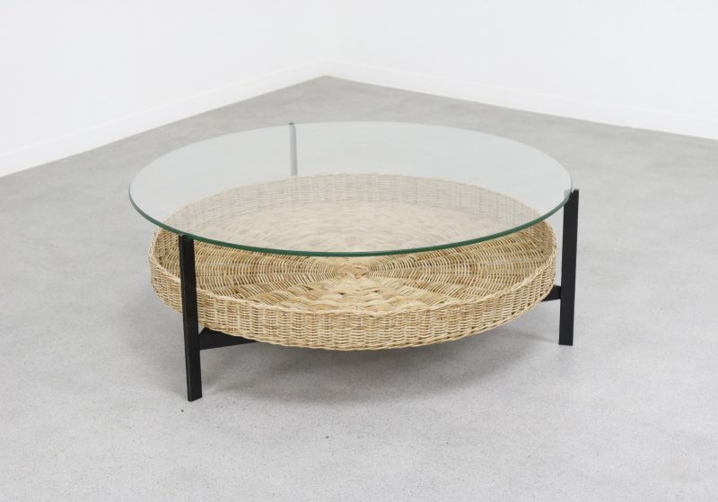 Gebroeders Jonkers - Vintage design rotan 1960s salontafel - Mid century Dutch design rattan coffee table 1