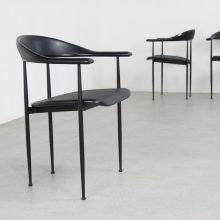 Giancarlo Vegni P40 black italian dining chairs Fasem Italy 1980s 1