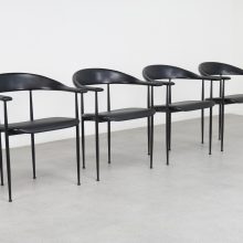 Giancarlo Vegni P40 black italian dining chairs Fasem Italy 1980s 6