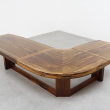 Rare large mid century Brazilan style L-shaped coffee table jacaranda bookmatched Brazilian rosewood 1960s 10