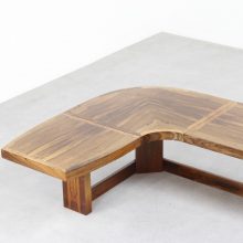 Rare large mid century Brazilan style L-shaped coffee table jacaranda bookmatched Brazilian rosewood 1960s 2