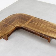 Rare large mid century Brazilan style L-shaped coffee table jacaranda bookmatched Brazilian rosewood 1960s 3
