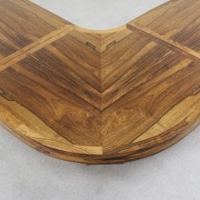 Rare large mid century Brazilan style L-shaped coffee table jacaranda bookmatched Brazilian rosewood 1960s 9