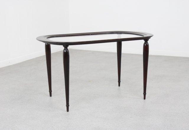 Cesare Lacca Italian classic design coffee cocktail table lacquered mahogany & glass 1950s 1