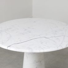 Mid century round Italian Carrara marble dining table in the manner of Angelo Mangiarotti 1970s Skipper Eros style 9