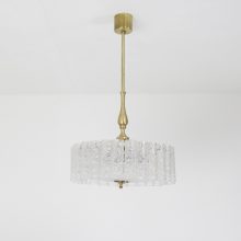 Vintage Doria Leuchten brass ice glass chandelier pendant 1960s 10