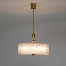 Vintage Doria Leuchten brass ice glass chandelier pendant 1960s 2