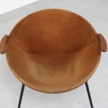 Vintage Hans Olsen - Balloon lounge chair LEA design Denmark 1960s - Vintage Deense design fauteuil cognac suede 4