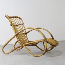 Vintage Rohé Noordwolde rotan fauteuil 1950s 1960s - Mid century Dutch design wicker low lounge chair 2