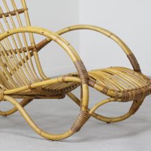 Vintage Rohé Noordwolde rotan fauteuil 1950s 1960s - Mid century Dutch design wicker low lounge chair 3