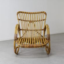 Vintage Rohé Noordwolde rotan fauteuil 1950s 1960s - Mid century Dutch design wicker low lounge chair 6