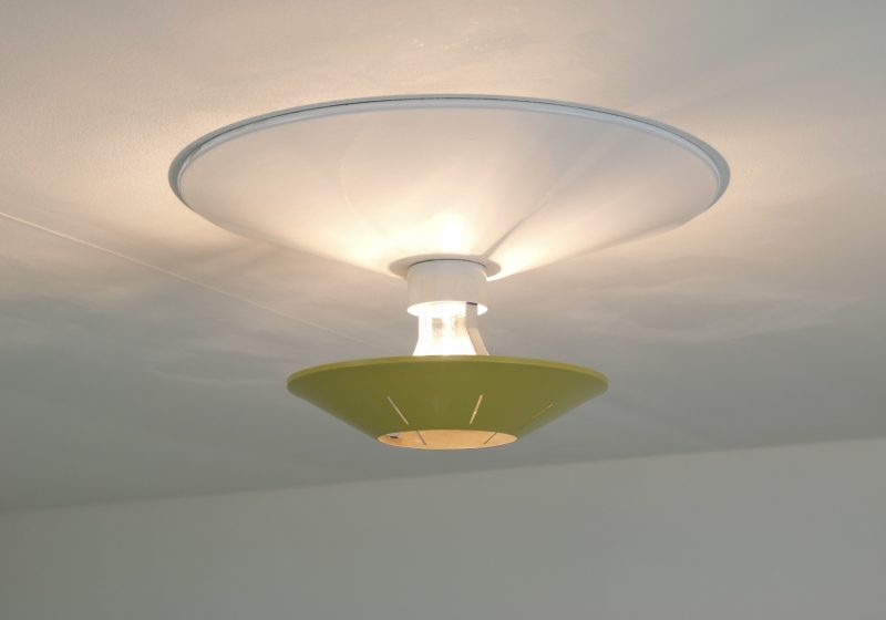 Early Louis Kalff ceiling lamp yellow Philips 1950s - Vintage Nederlands design plafondlamp 1