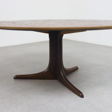 Mid century Danish design round coffee table rosewood & copper inlay 1960s - Vintage Deense palissander salontafel 6