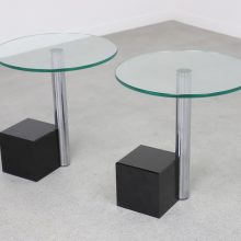 Pair Hank Kwint - Metaform HK2 - Mid century postmodern Dutch design side table 1980s - Vintage design bijzettafels graniet 2