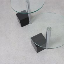 Pair Hank Kwint - Metaform HK2 - Mid century postmodern Dutch design side table 1980s - Vintage design bijzettafels graniet 3