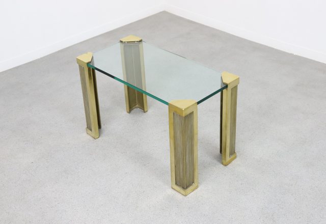 Peter Ghyczy T14 vintage side table patinated brass glass Dutch design 1970s - Vintage Nederlands design messing bijzettafel 2