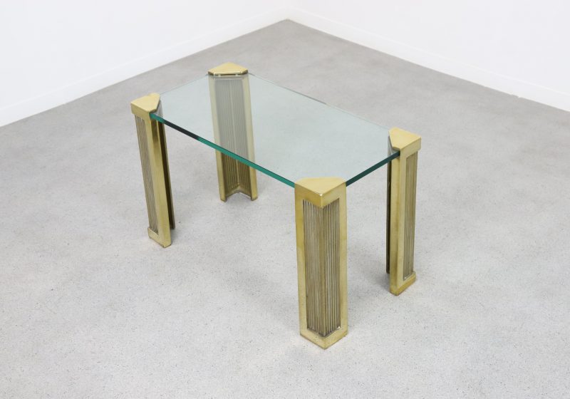 Peter Ghyczy T14 vintage side table patinated brass glass Dutch design 1970s - Vintage Nederlands design messing bijzettafel 2