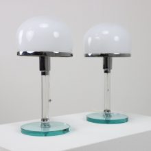 Metalarte Spain Valentino Bauhaus table lamps in the manner of Wilhelm Wagenfeld style 1980s 5