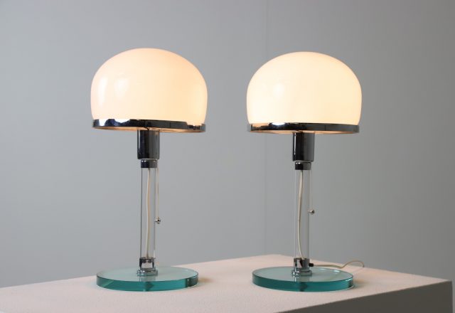 Metalarte Spain Valentino Bauhaus table lamps in the manner of Wilhelm Wagenfeld style 1980s 6