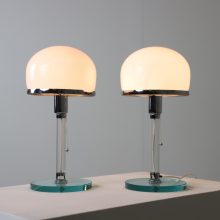 Metalarte Spain Valentino Bauhaus table lamps in the manner of Wilhelm Wagenfeld style 1980s 7