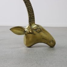 Vintage Hollywood regency style brass coffee table in the manner of Alain Chervet Ibex head - 1970s French design 6