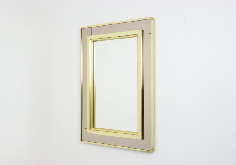 Vintage Italian design brass mirror in the manner of Romeo Rega 1960s 1970s Hollywood regency style 11