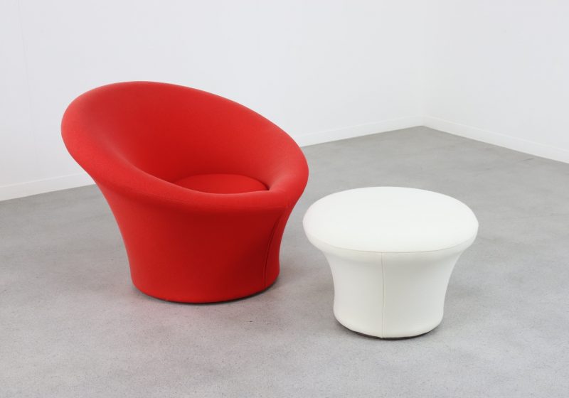 Vintage Pierre Paulin Mushroom lounge chair + ottoman poof stool Artifort 1960s Dutch design 4