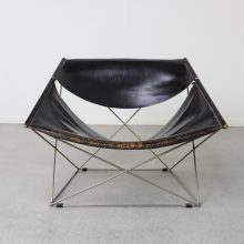 Early vintage Pierre Paulin F675 Butterfly lounge chair for Artifort nickeled frame black leather 1st edition 1960s 1963 2