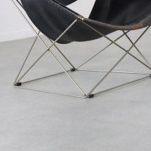 Early vintage Pierre Paulin F675 Butterfly lounge chair for Artifort nickeled frame black leather 1st edition 1960s 1963 5