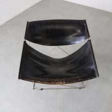 Early vintage Pierre Paulin F675 Butterfly lounge chair for Artifort nickeled frame black leather 1st edition 1960s 1963 6