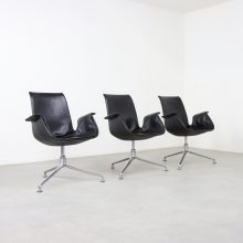 Jørgen Kastholm & Preben Fabricius FK6727 Tulip lounge chairs black leather for Kill International vintage Danish design 1960s 1970s 10