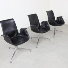 Jørgen Kastholm & Preben Fabricius FK6727 Tulip lounge chairs black leather for Kill International vintage Danish design 1960s 1970s 2