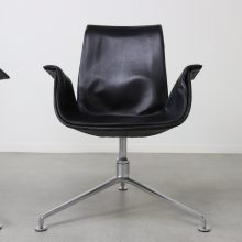 Jørgen Kastholm & Preben Fabricius FK6727 Tulip lounge chairs black leather for Kill International vintage Danish design 1960s 1970s 5