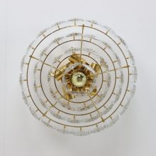 Large vintage Kinkeldey brass & crystal glass flush mount cieling light 1970s German design 8